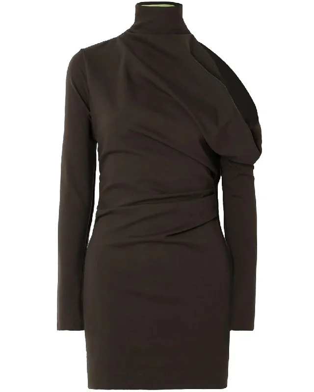 Mocha Teresa Mini Dress Comfortable Fit-and-Flare Mini Dress