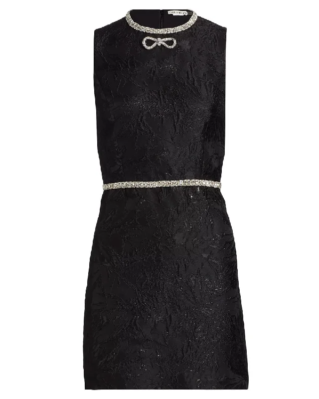 Black Ellis Embellished Crew Neck Mini Dress Cozy Ruched Mini Dress