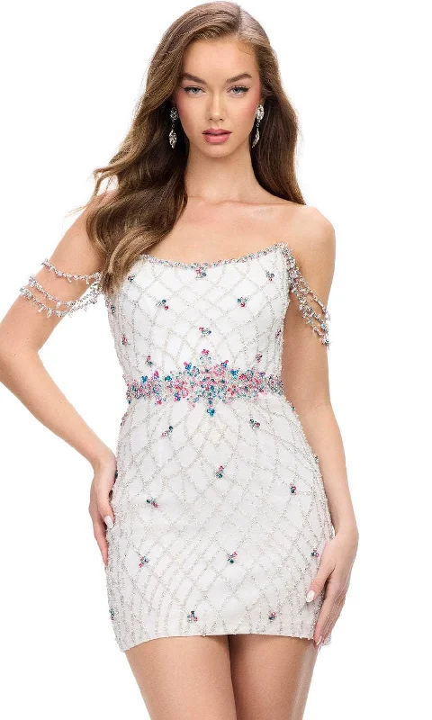 Ashley Lauren 4702 - Off-Shoulder Fitted Bodice Cocktail Dress Tunics Practical easy-care