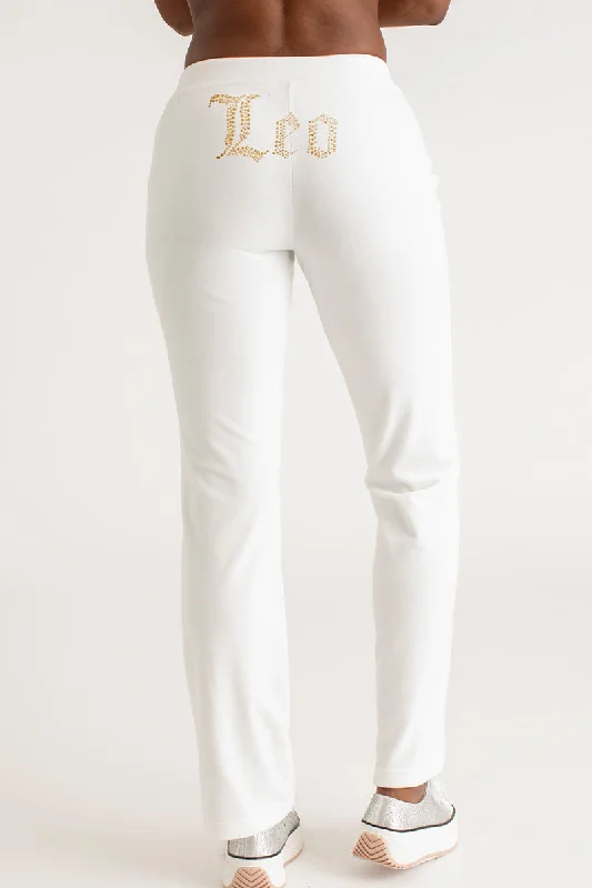 Leo Big Bling Velour Track Pants Relaxed Fit Trousers