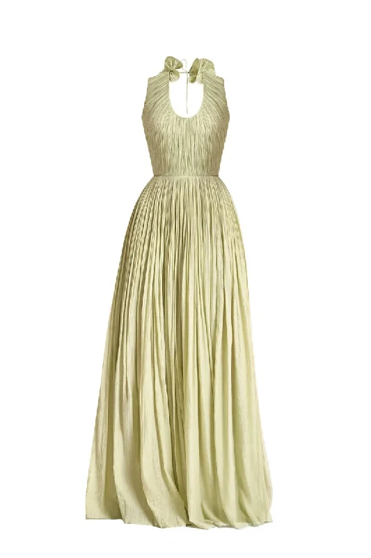 NASIR GATHERED SCOOP NECK TENCEL FLOOR LENGTH DRESS Shift Classic Vintage