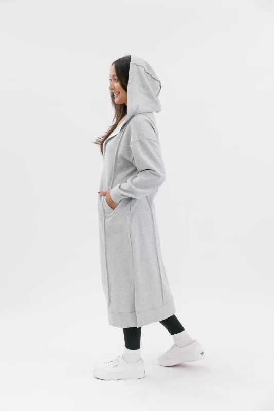 Evelyn Zip Up Hoodie in Heather Grey Lurex Hoodie with Logo Branding Identity