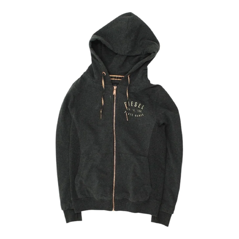 Diesel Womens Dark Grey Full Zip Hoodie | Vintage Casual Designer Hoody VTG Hoodie with Slim Fit Tailored Modern Diesel Womens Dark Grey Full Zip Hoodie | Vintage Casual Designer Hoody VTG Hoodie with Slim Fit Tailored Modern