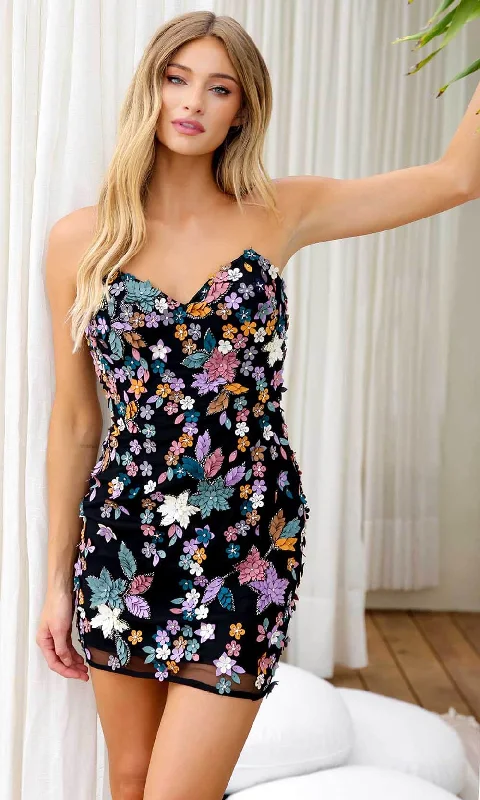Primavera Couture 4235 - Floral Embellished Sweetheart Cocktail Dress Tunics Fleece cozy