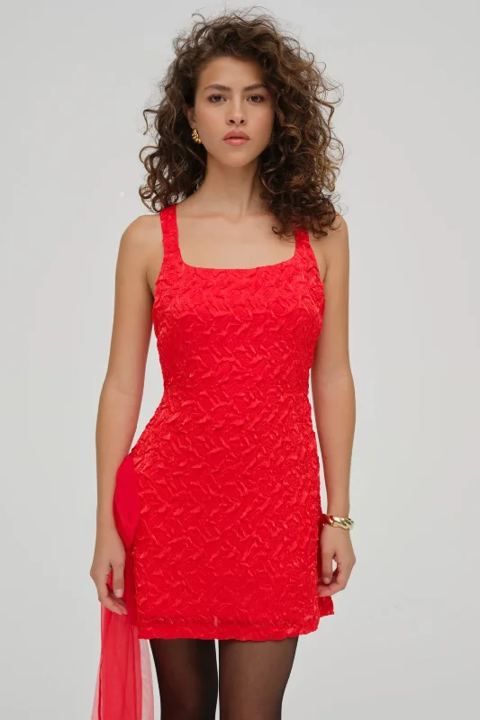 Frosted Organza Mini Dress Elegant Lace-Up Mini Dress