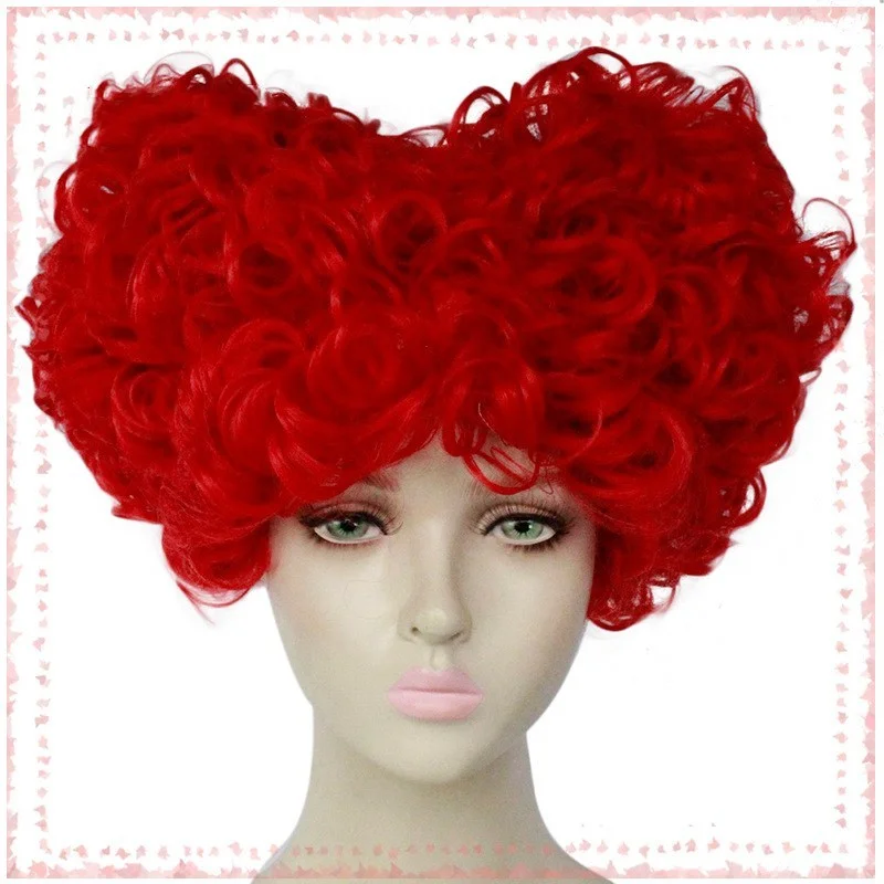 Alice Queen of Hearts Red Fancy Dress Wig Tunics Wedding white