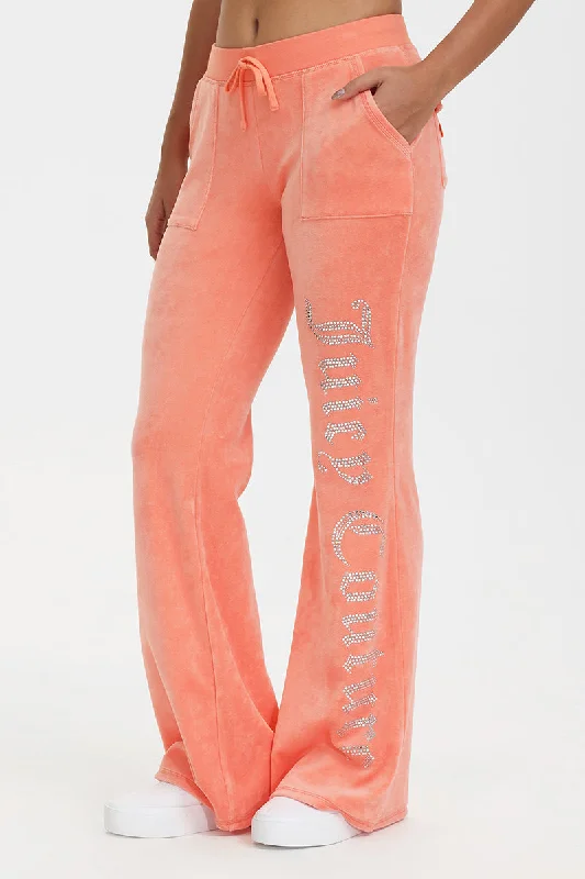 Heritage Snap Pocket Cotton Velour Pants Elegant Silk Pants