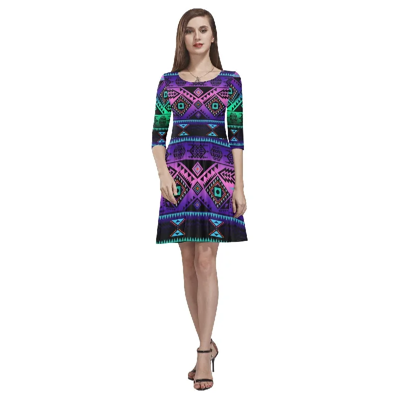 California Coast Sunrise Tethys Half-Sleeve Skater Dress Tunics Stylish elegant