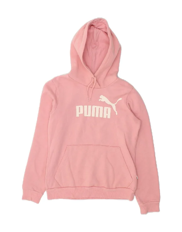 PUMA Womens Graphic Hoodie Jumper UK 6 XS Pink Cotton Graphic Hoodie Design Print
