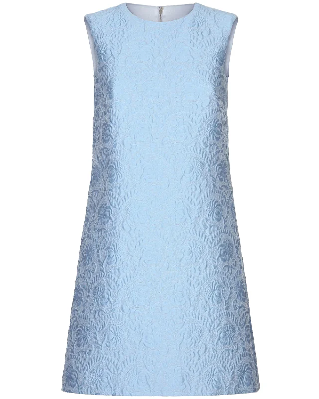 Light Lilac Embroidered Shift Mini Dress Comfortable Casual Mini Dress