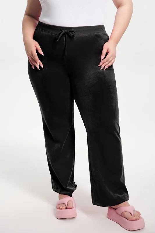 Plus-Size Classic Cotton Velour Track Pants Elegant Wool Trousers