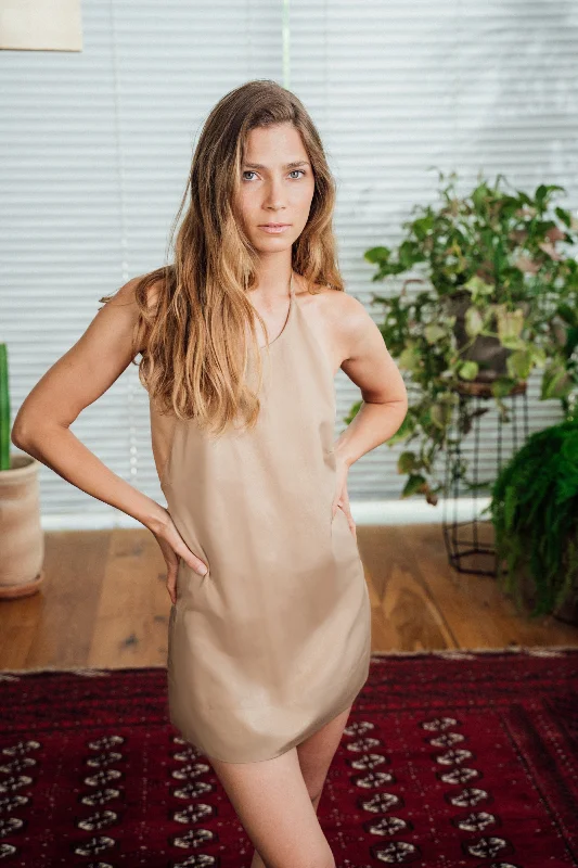 Rosa Mini Dress - Coffee Fashionable Boho-Chic Mini Dress