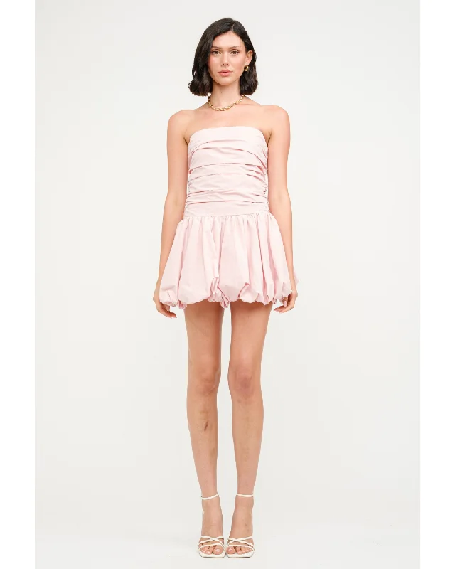 Carrie Bubbled Mini Dress Pink Casual Button-Up Mini Dress