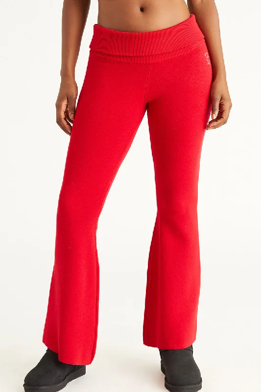 Low Rise Knit Flare Pants Fashionable Sporty Pants