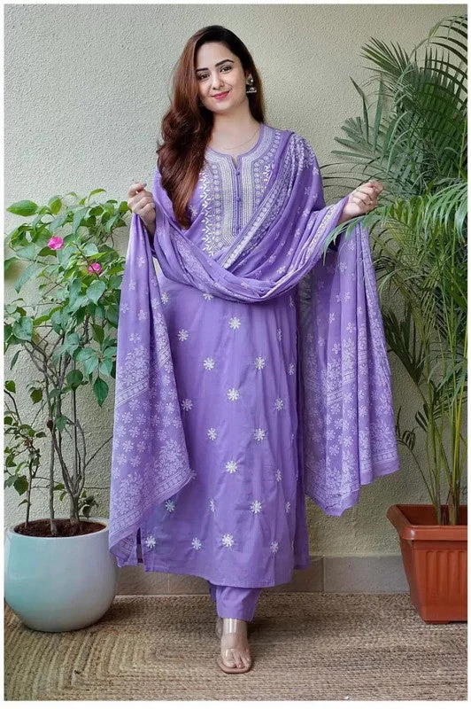 Malishka Women's Viscose Floral Embroidered Straight Kurta Pant With Dupatta Elegant Dress Pants