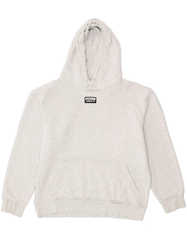 ADIDAS Womens Oversized Hoodie Jumper UK 10 Small Grey Cotton Hoodie Jacket Zipper Layering