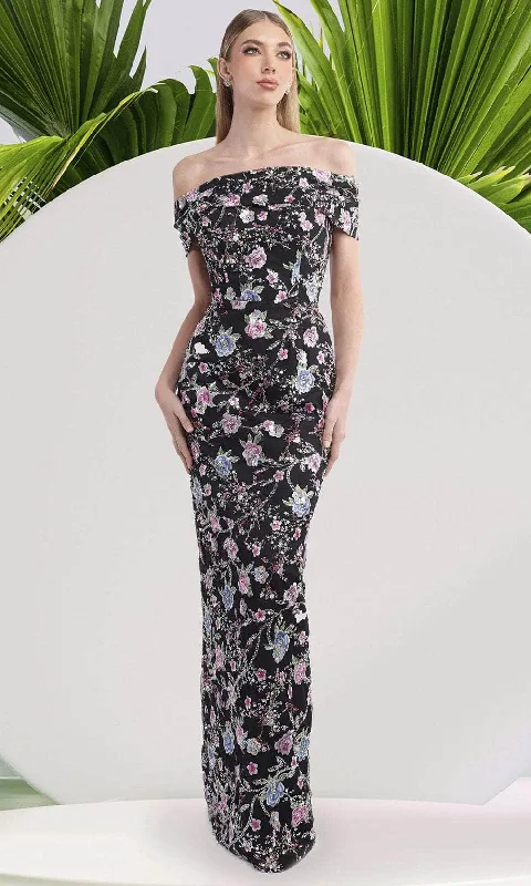Janique 2444 - Floral Print Sheath Dress Tunics Bridal satin