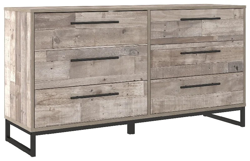 Neilsville - Whitewash - Six Drawer Dresser - Vinyl-Wrapped Tunics Satin smooth