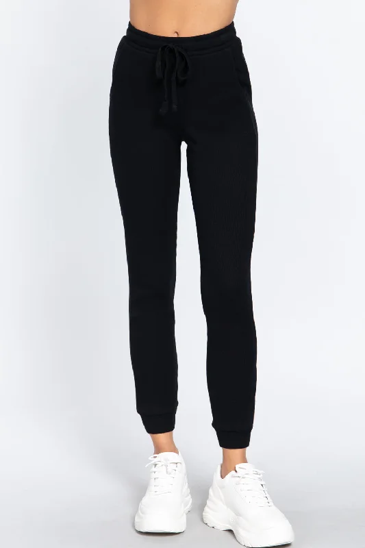 Waist Band Side Pocket Thermal Pants Trendy Work Pants