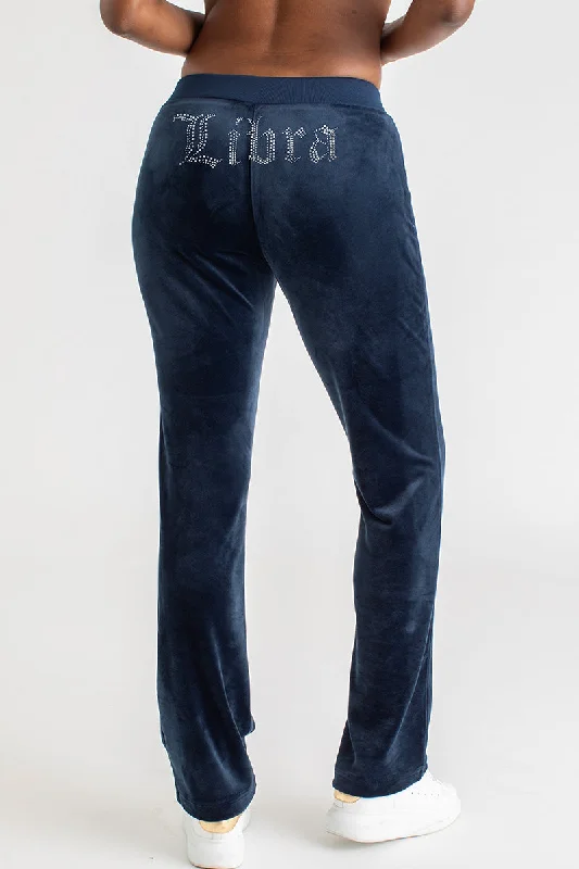 Libra Big Bling Velour Track Pants Soft Wool Pants