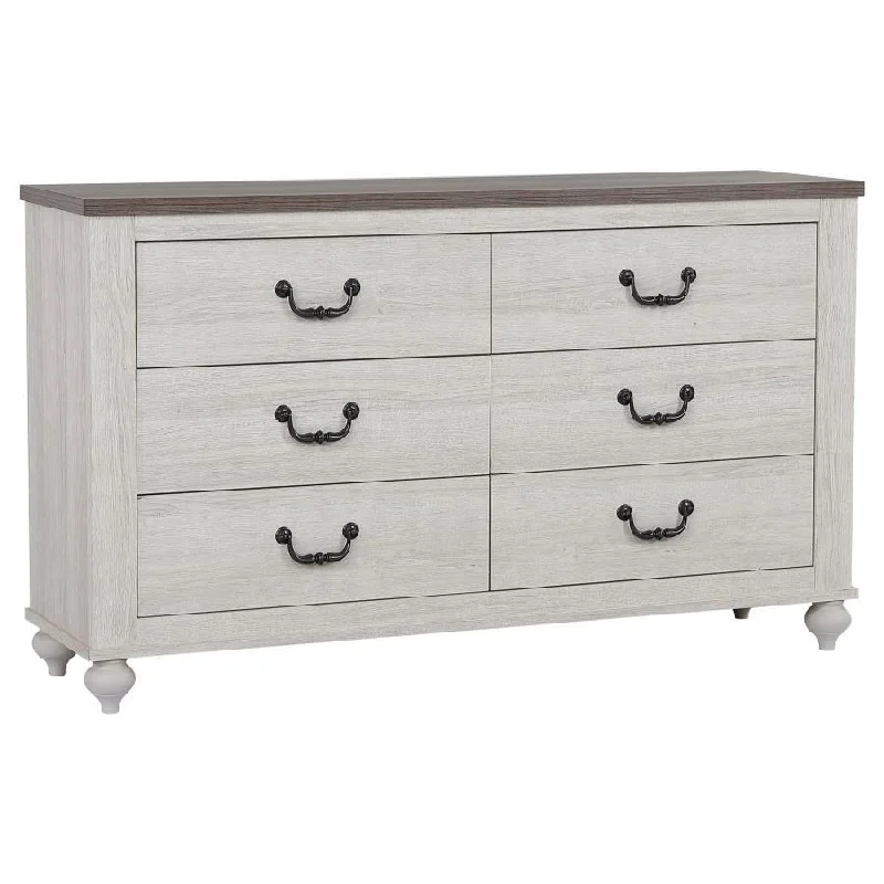 Stillwood - 6-Drawer Dresser - Vintage Linen Elegant Long Evening