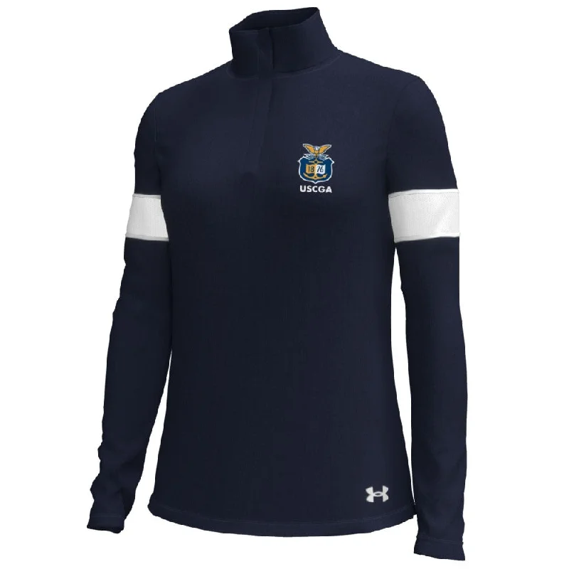 Coast Guard Academy Under Armour Womens SP24 Gameday Challenger 1/4 Zip Sweatshirt Hoodie with Belted Waist Structured Tailored