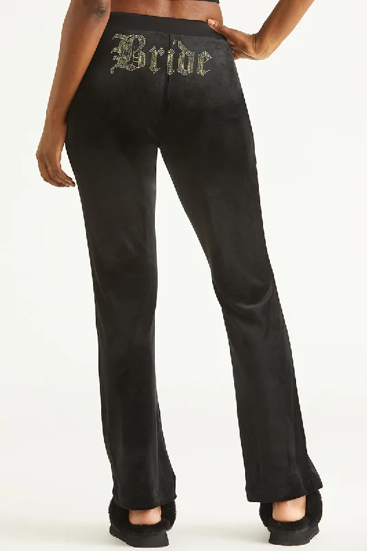 Bride Big Bling Velour Track Pants Modern Skinny Pants