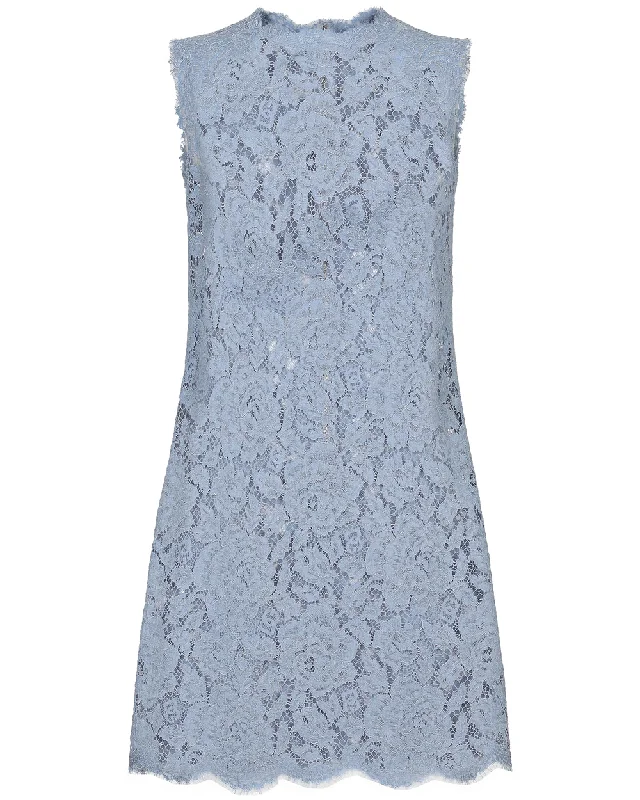 Light Lilac Lace Shift Mini Dress Trendy Floral Mini Dress