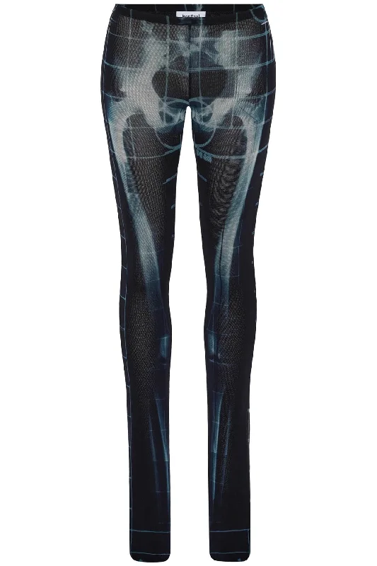black polyamide pants with skeleton print PA183 T580 BLACK/NAVY/LIGHTBLUE Trendy Printed Pants