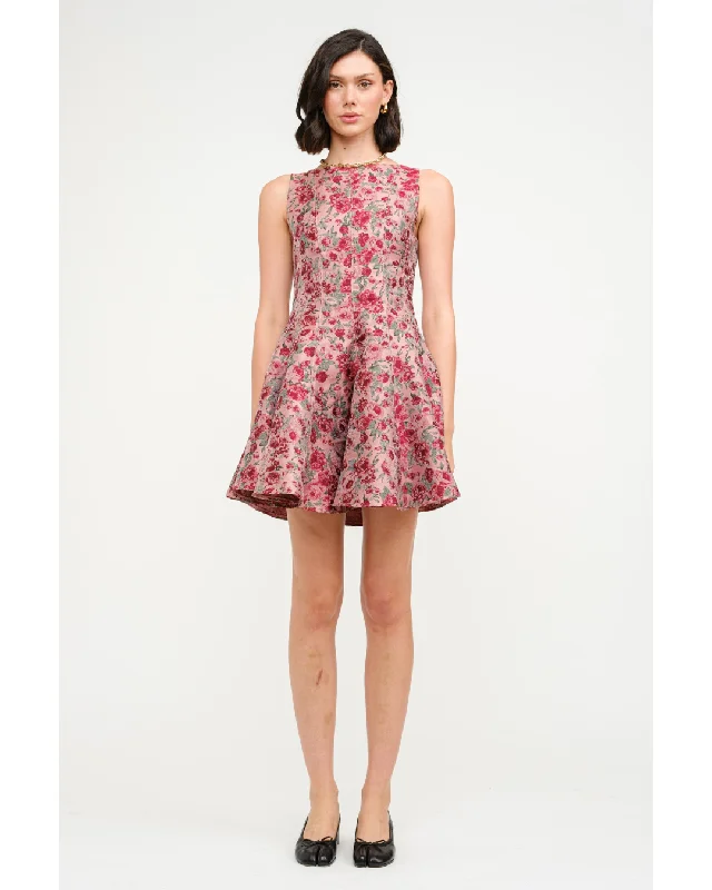 Cecilia Jacquard Mini Dress Pink Stylish Plaid Mini Dress