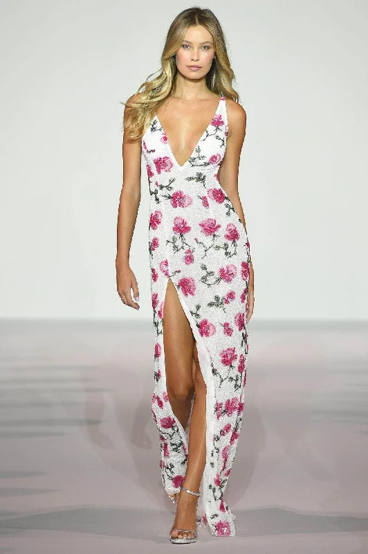 Sherri Hill 56300 - V-Neck Sheath Prom Dress Tunics Spring floral