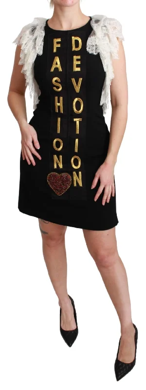 Dolce & Gabbana Chic Sleeveless Sheath Mini Dress with Lace Women's Detail Trendy Camisole Mini Dress