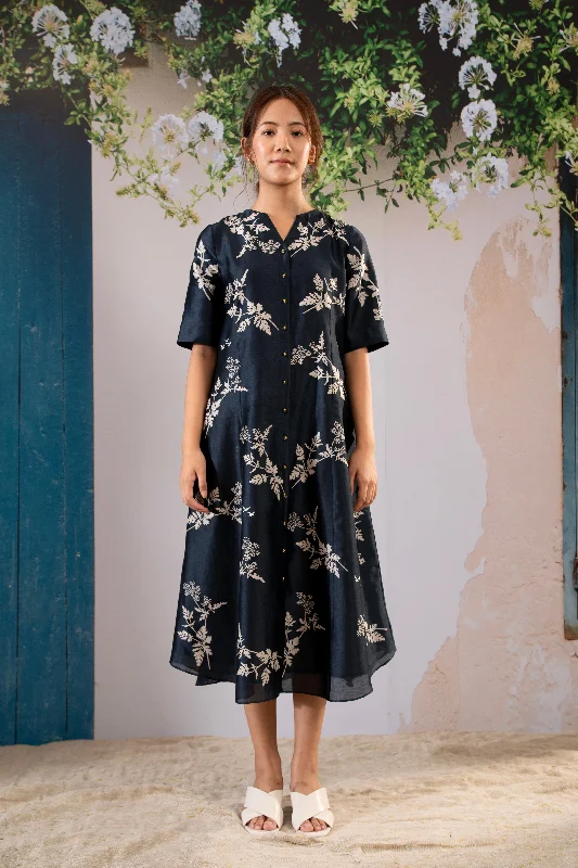 Indigo Disharge Print Dress Tunics Occasion special
