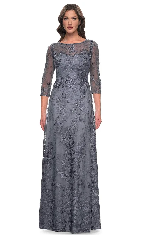 La Femme 30060 - Floral Bateau Formal Dress Tunics Summer linen