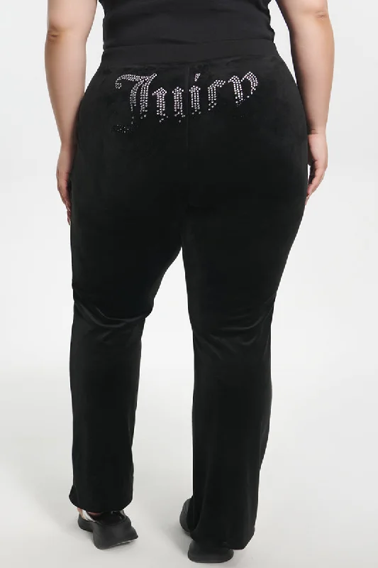 Plus-Size Ombre Big Bling Velour Track Pants Soft Stretch Leggings