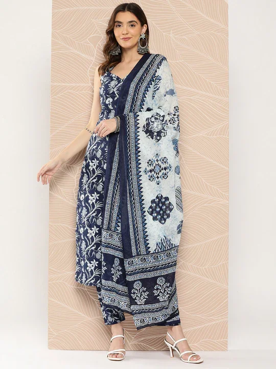 Women's Viscose Floral Printed Straight Kurta Pant With Dupatta - Malishka Export Stylish Harem Pants