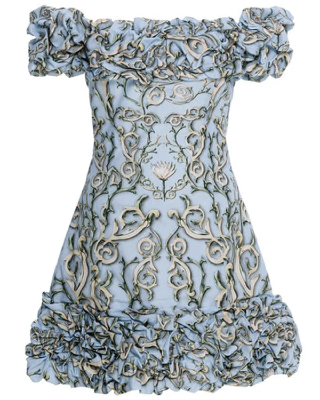 Light Blue Jardin Soledad Mini Dress Chic Mini Dress with V-Neck