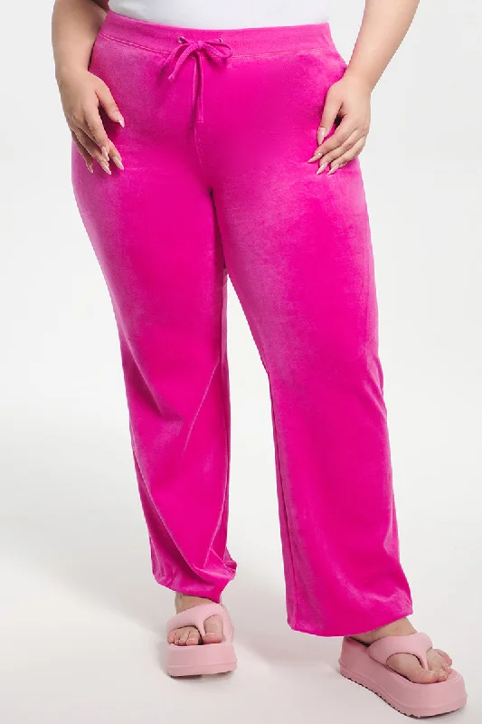 Plus-Size Classic Cotton Velour Track Pants Comfortable Denim Trousers