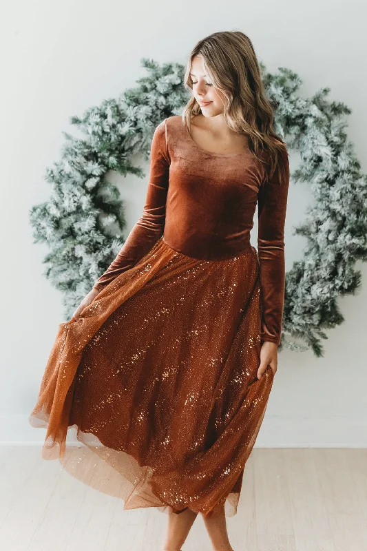 Velour Ballerina Dress (Women) - Cinnamon Spice (FINAL SALE) Tunics Distressed trendy
