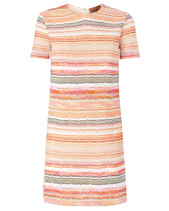 Yellow and Pink Zig Zag Mini Dress Fashionable Party Mini Dress