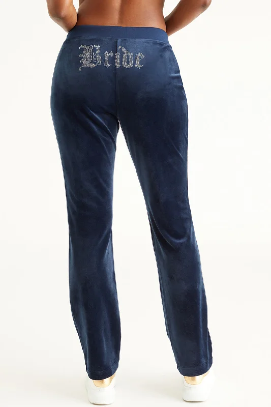 Bride Big Bling Velour Track Pants Chic Checkered Pants