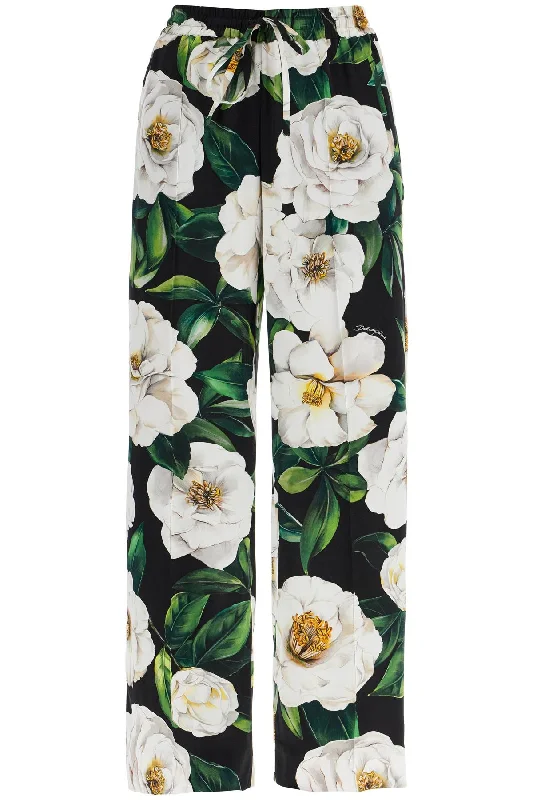 black silk pants with floral pattern FTC9YT FSA7F GARDENIA F.NERO Classic Chino Pants