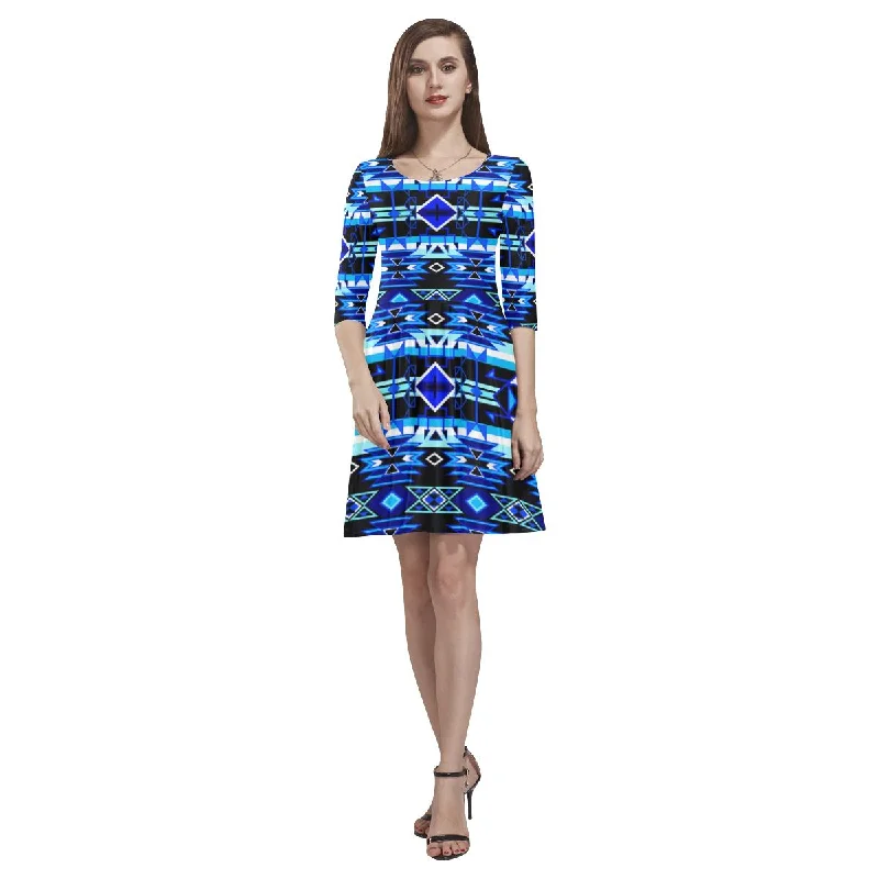 Force of Nature Winter Night Tethys Half-Sleeve Skater Dress Tunics Mesh breathable
