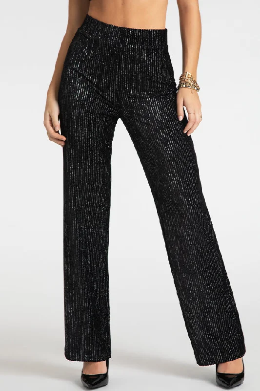Shimmery Corduroy Velour Pants Stylish Paperbag Waist Pants