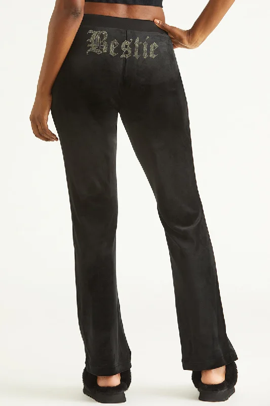 Bestie Big Bling Velour Track Pants Elegant Palazzo Trousers