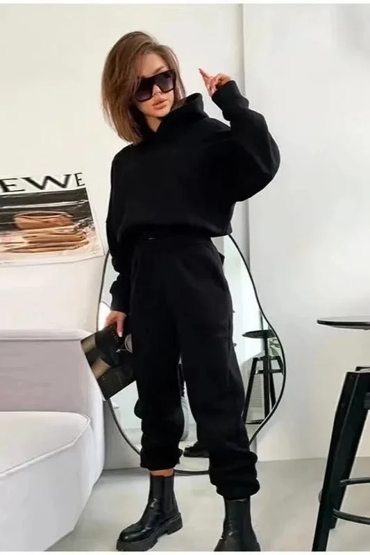 Ashore Shop Autumn Spring Comfortable Fit Two-Piece Sweatshirt Hoodie Set Hoodie with Side Slits Relaxed Casual