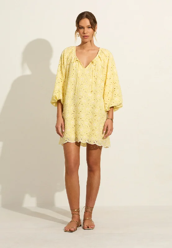 Auguste The Label Cora Embroidered Mini Dress Classic White Mini Dress