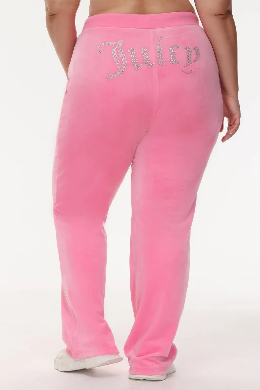 Plus-Size OG Big Bling Velour Track Pants Slim Fit Casual Pants