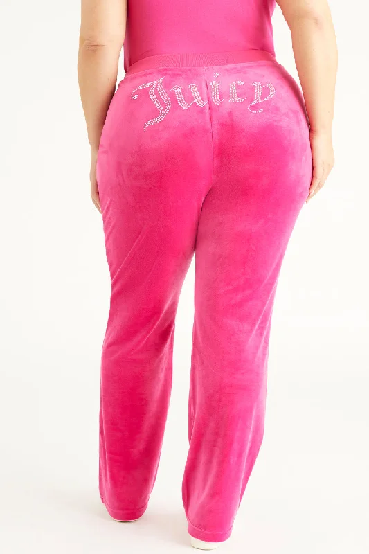 Plus-Size OG Big Bling Velour Track Pants Slim-Fit Khaki Pants