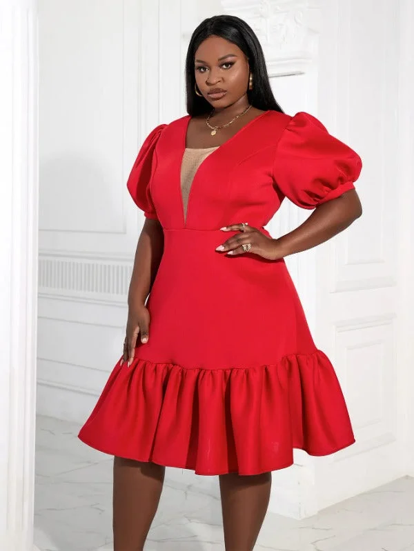 AOMEI Women A-Line Red Dress Party 2023 New Tunics Luxurious high-end